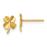 14k Polished Four Leaf Clover Post Earrings